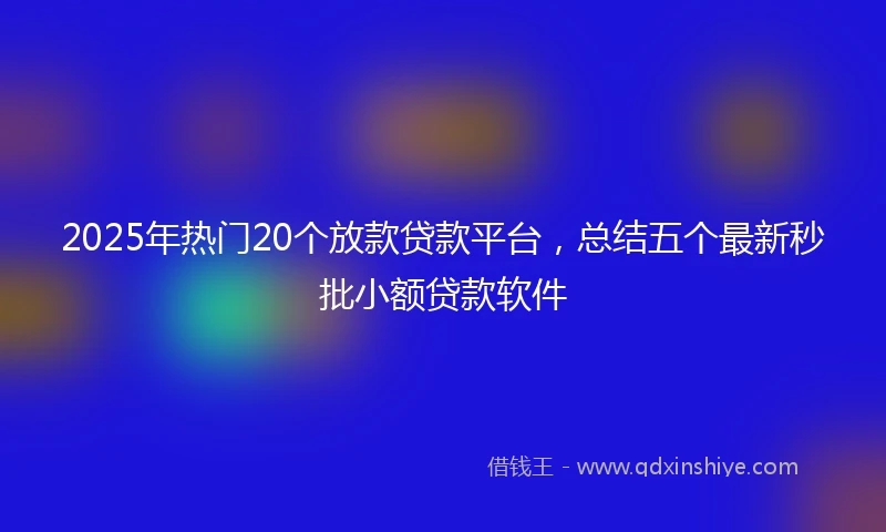 2025年热门20个放款贷款平台，总结五个最新秒批小额贷款软件