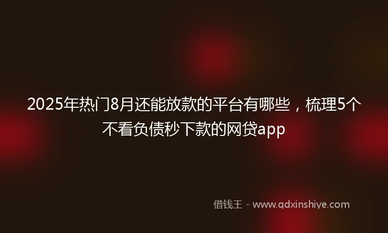 2025年热门8月还能放款的平台有哪些,梳理5个不看负债秒下款的网贷app