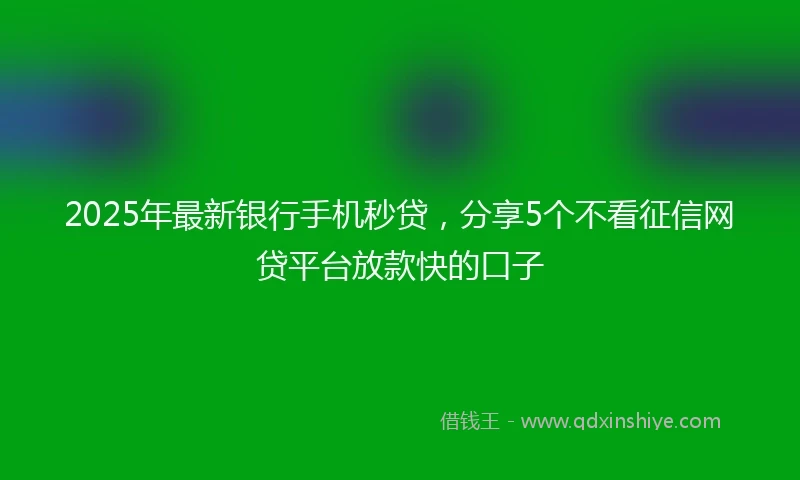 2025年最新银行手机秒贷，分享5个不看征信网贷平台放款快的口子