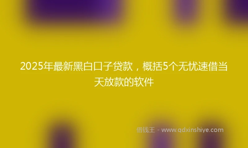 2025年最新黑白口子贷款，概括5个无忧速借当天放款的软件