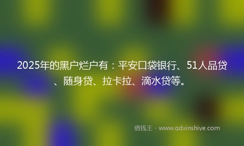 2025年的黑户烂户有：平安口袋银行、51人品贷、随身贷、拉卡拉、滴水贷等。