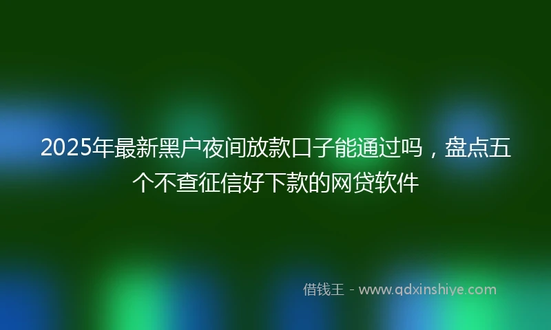 2025年最新黑户夜间放款口子能通过吗,盘点五个不查征信好下款的网贷软件