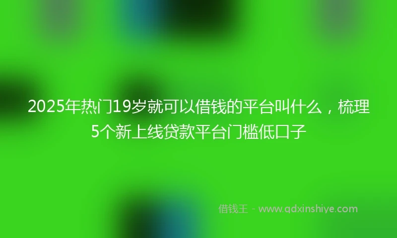 2025年热门19岁就可以借钱的平台叫什么，梳理5个新上线贷款平台门槛低口子
