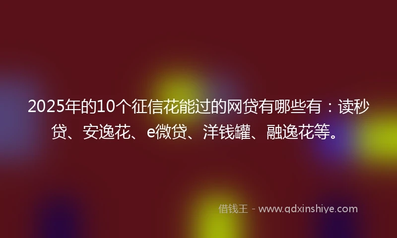 2025年的10个征信花能过的网贷有哪些有：读秒贷、安逸花、e微贷、洋钱罐、融逸花等。