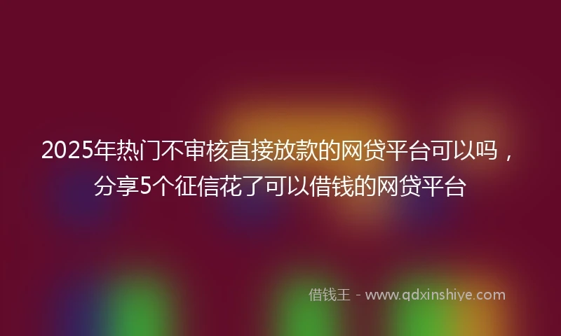 2025年热门不审核直接放款的网贷平台可以吗，分享5个征信花了可以借钱的网贷平台