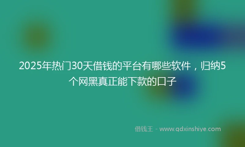 2025年热门30天借钱的平台有哪些软件，归纳5个网黑真正能下款的口子