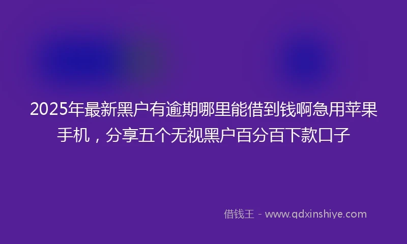 2025年最新黑户有逾期哪里能借到钱啊急用苹果手机，分享五个无视黑户百分百下款口子