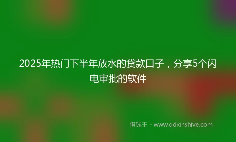 2025年热门下半年放水的贷款口子，分享5个闪电审批的软件