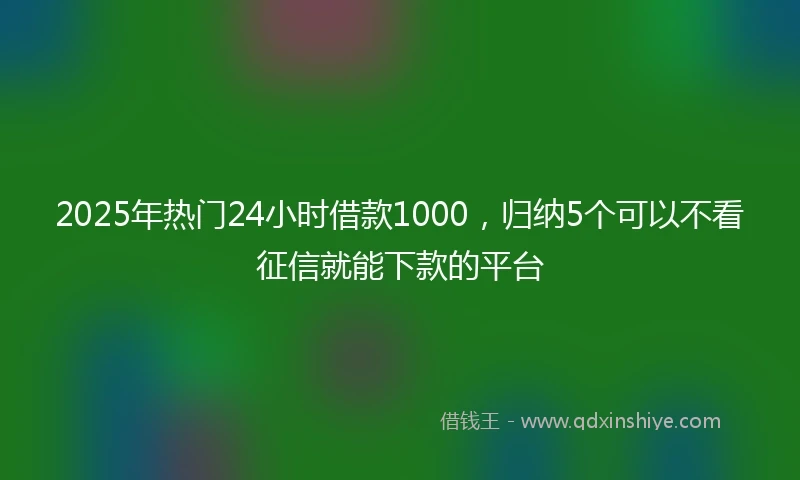 2025年热门24小时借款1000,归纳5个可以不看征信就能下款的平台