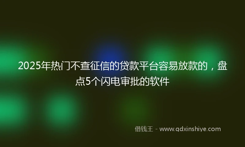 2025年热门不查征信的贷款平台容易放款的，盘点5个闪电审批的软件