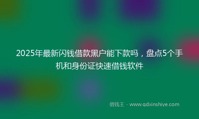 2025年最新闪钱借款黑户能下款吗，盘点5个手机和身份证快速借钱软件