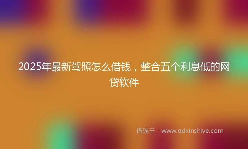 2025年最新驾照怎么借钱，整合五个利息低的网贷软件