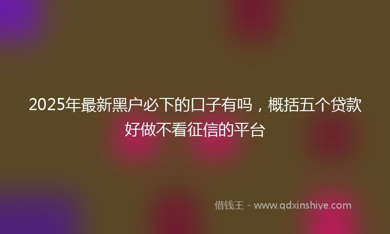 2025年最新黑户必下的口子有吗，概括五个贷款好做不看征信的平台