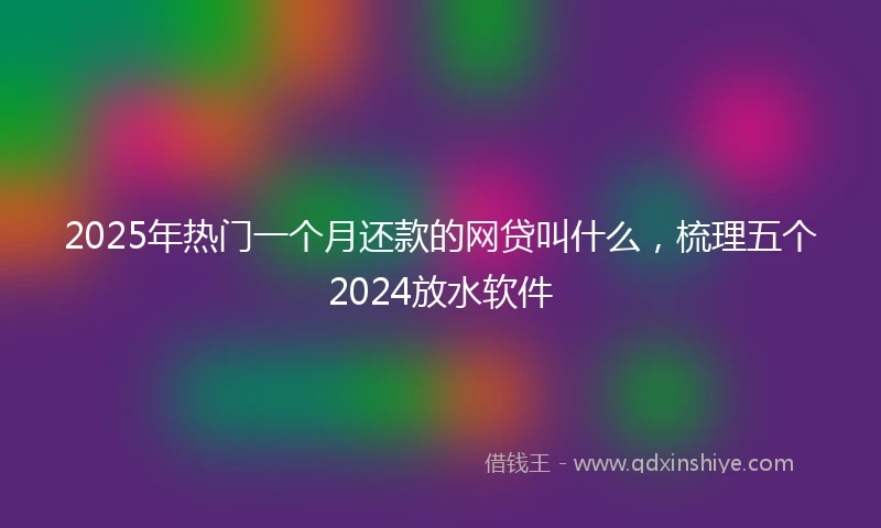 2025年热门一个月还款的网贷叫什么，梳理五个2024放水软件