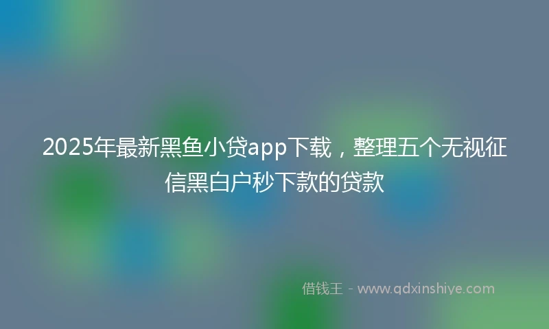 2025年最新黑鱼小贷app下载，整理五个无视征信黑白户秒下款的贷款