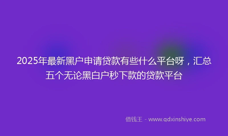 2025年最新黑户申请贷款有些什么平台呀，汇总五个无论黑白户秒下款的贷款平台