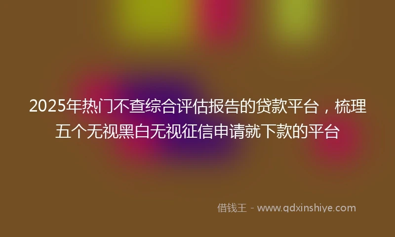 2025年热门不查综合评估报告的贷款平台，梳理五个无视黑白无视征信申请就下款的平台