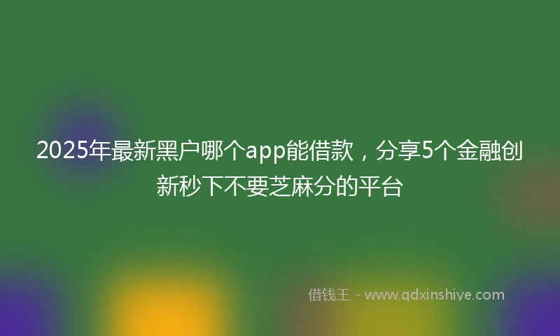 2025年最新黑户哪个app能借款，分享5个金融创新秒下不要芝麻分的平台