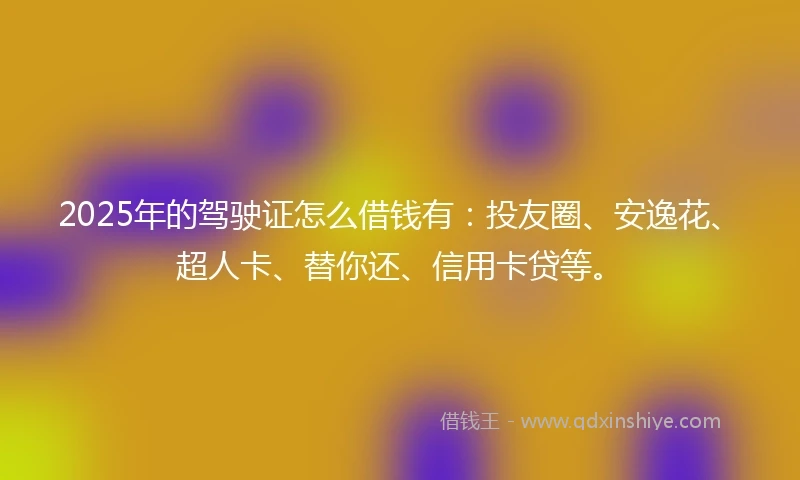 2025年的驾驶证怎么借钱有：投友圈、安逸花、超人卡、替你还、信用卡贷等。
