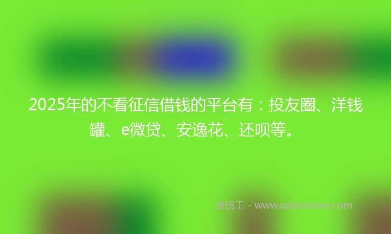 2025年的不看征信借钱的平台有:投友圈、洋钱罐、e微贷、安逸花、还呗等。
