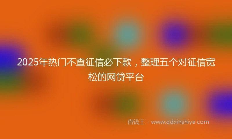 2025年热门不查征信必下款,整理五个对征信宽松的网贷平台