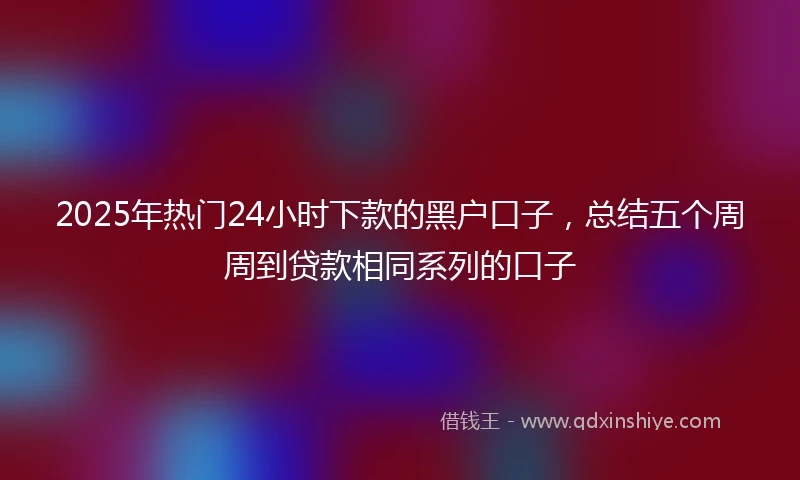 2025年热门24小时下款的黑户口子，总结五个周周到贷款相同系列的口子