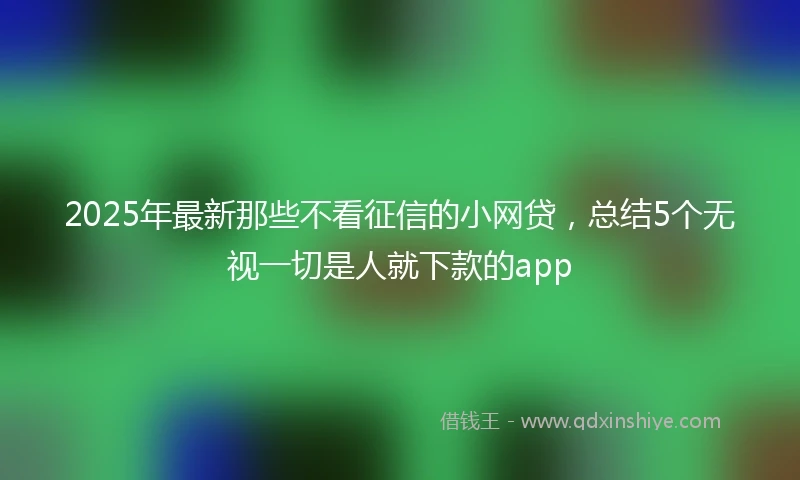 2025年最新那些不看征信的小网贷，总结5个无视一切是人就下款的app