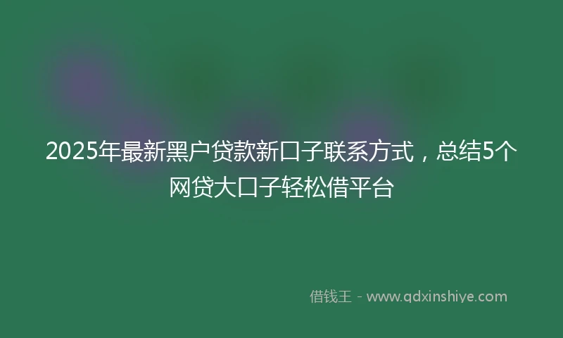 2025年最新黑户贷款新口子联系方式，总结5个网贷大口子轻松借平台