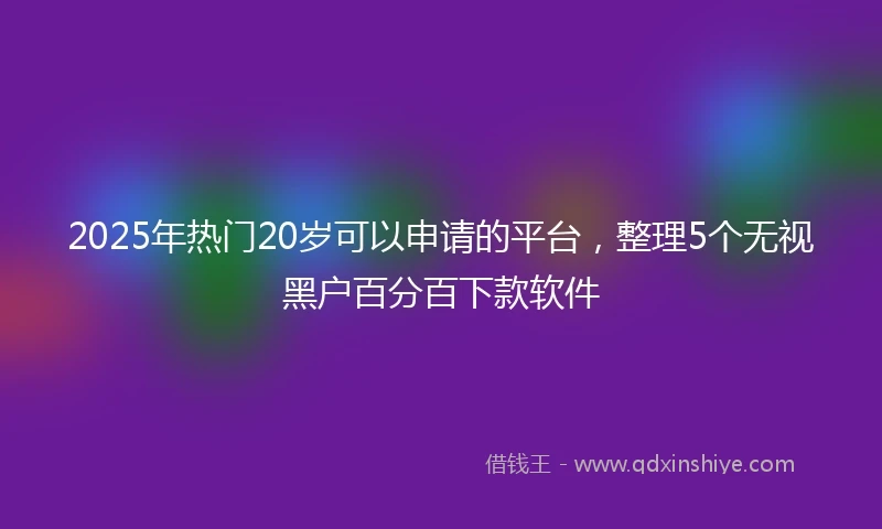 2025年热门20岁可以申请的平台，整理5个无视黑户百分百下款软件