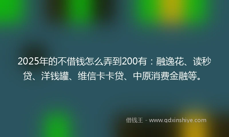 2025年的不借钱怎么弄到200有:融逸花、读秒贷、洋钱罐、维信卡卡贷、中原消费金融等。