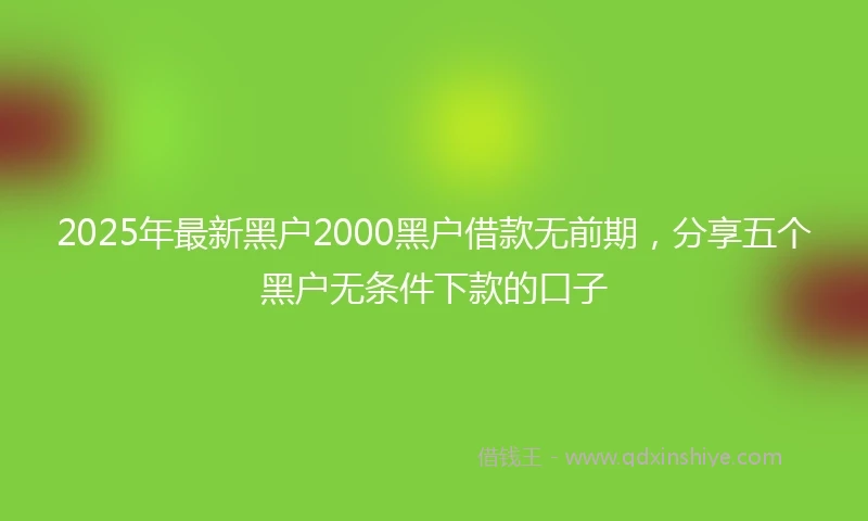 2025年最新黑户2000黑户借款无前期，分享五个黑户无条件下款的口子