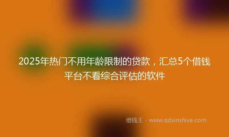 2025年热门不用年龄限制的贷款，汇总5个借钱平台不看综合评估的软件