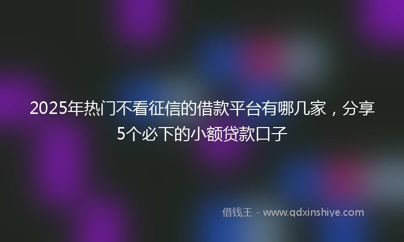 2025年热门不看征信的借款平台有哪几家,分享5个必下的小额贷款口子