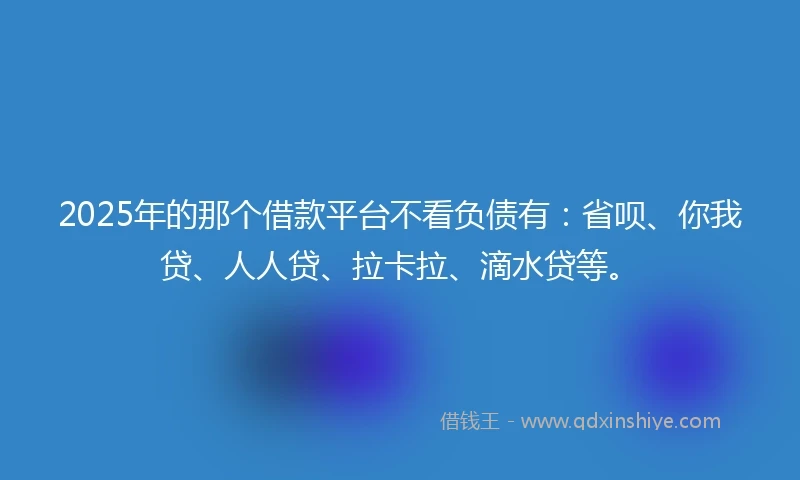 2025年的那个借款平台不看负债有：省呗、你我贷、人人贷、拉卡拉、滴水贷等。