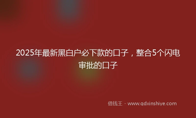 2025年最新黑白户必下款的口子，整合5个闪电审批的口子