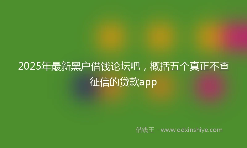 2025年最新黑户借钱论坛吧，概括五个真正不查征信的贷款app