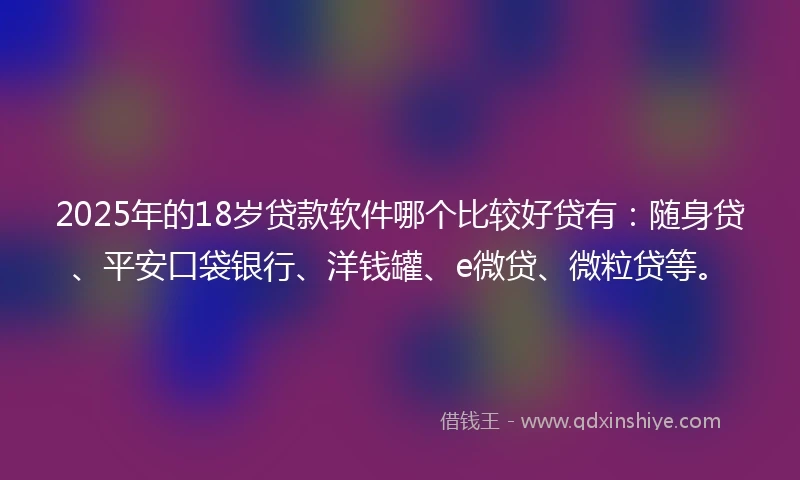 2025年的18岁贷款软件哪个比较好贷有：随身贷、平安口袋银行、洋钱罐、e微贷、微粒贷等。