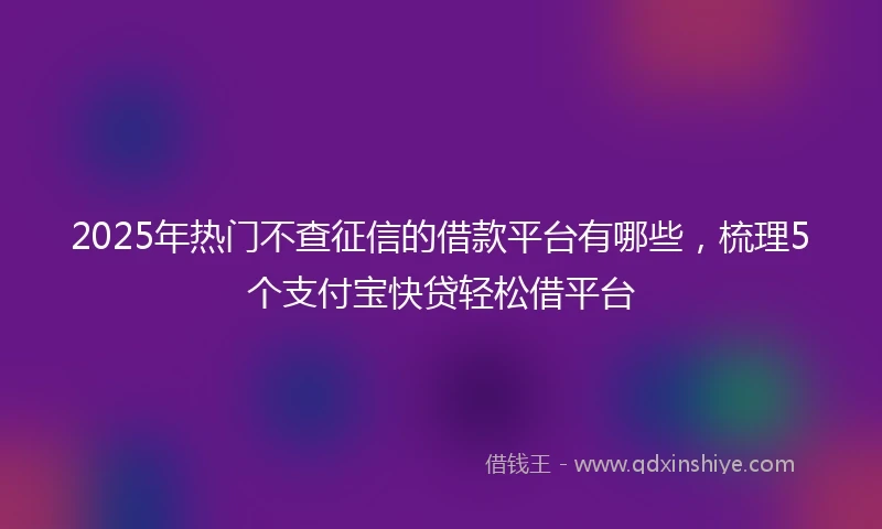 2025年热门不查征信的借款平台有哪些，梳理5个支付宝快贷轻松借平台