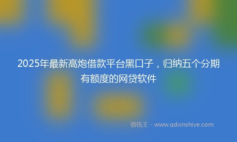 2025年最新高炮借款平台黑口子，归纳五个分期有额度的网贷软件