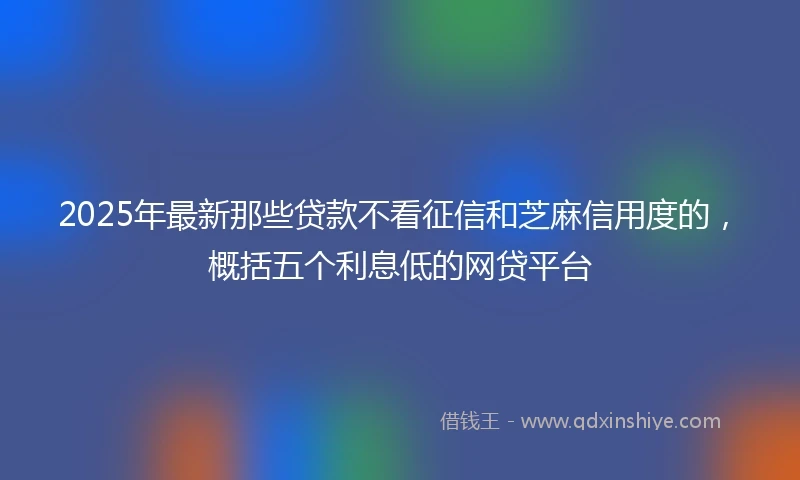 2025年最新那些贷款不看征信和芝麻信用度的，概括五个利息低的网贷平台