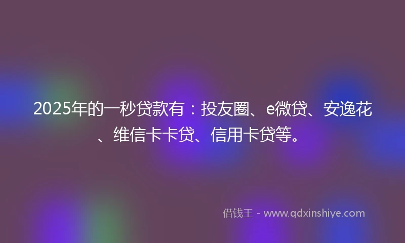 2025年的一秒贷款有：投友圈、e微贷、安逸花、维信卡卡贷、信用卡贷等。