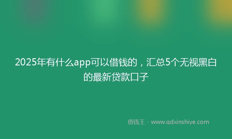 2025年有什么app可以借钱的，汇总5个无视黑白的最新贷款口子