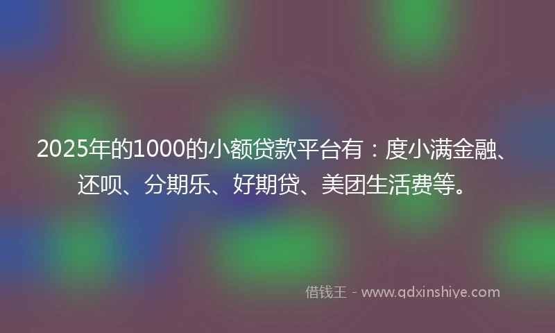 2025年的1000的小额贷款平台有：度小满金融、还呗、分期乐、好期贷、美团生活费等。