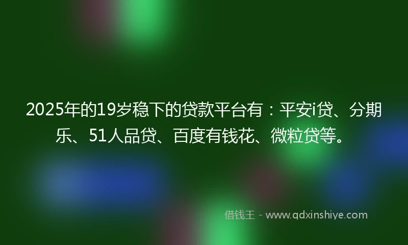2025年的19岁稳下的贷款平台有：平安i贷、分期乐、51人品贷、百度有钱花、微粒贷等。