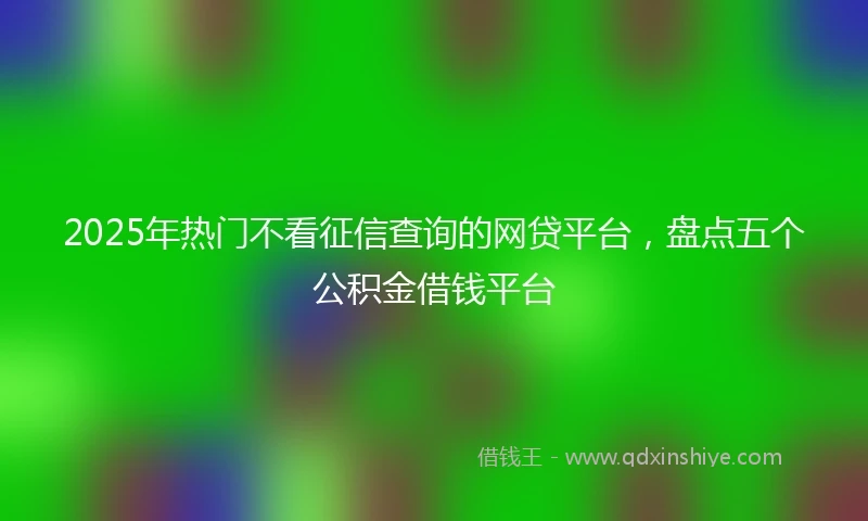 2025年热门不看征信查询的网贷平台,盘点五个公积金借钱平台