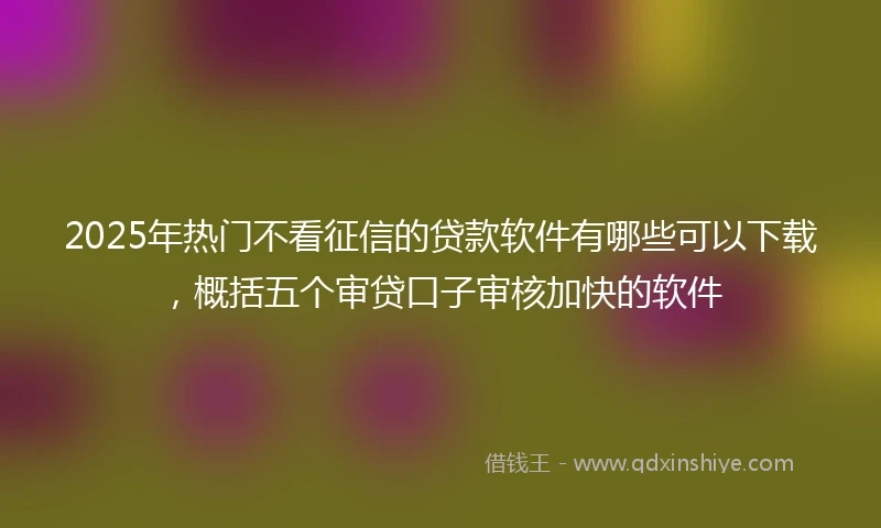 2025年热门不看征信的贷款软件有哪些可以下载,概括五个审贷口子审核加快的软件