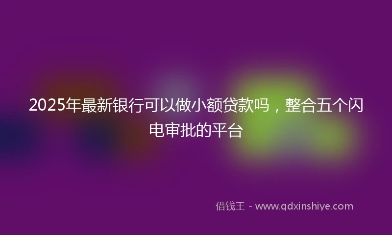 2025年最新银行可以做小额贷款吗，整合五个闪电审批的平台