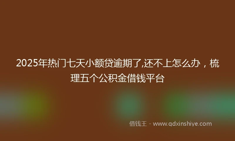 2025年热门七天小额贷逾期了,还不上怎么办，梳理五个公积金借钱平台