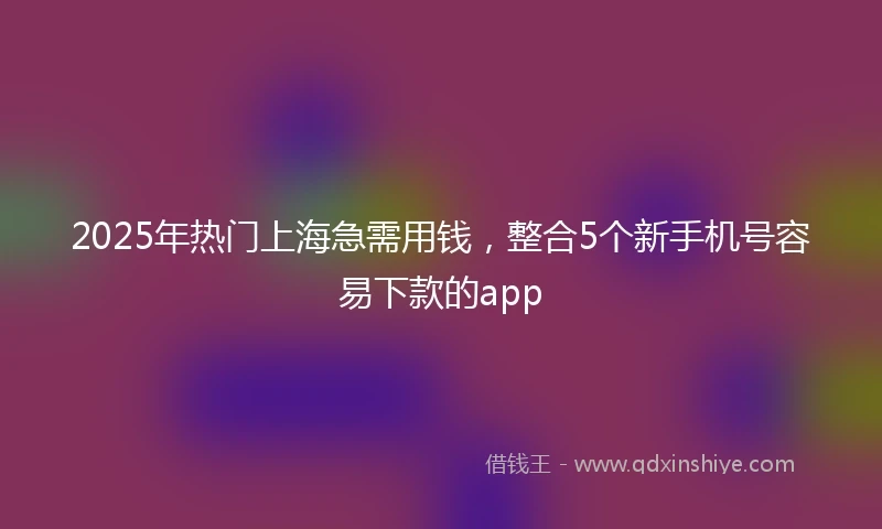 2025年热门上海急需用钱,整合5个新手机号容易下款的app