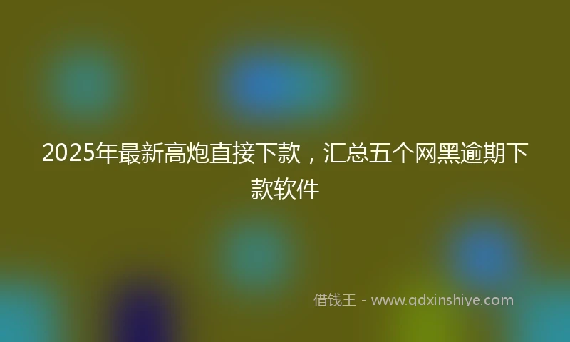 2025年最新高炮直接下款，汇总五个网黑逾期下款软件